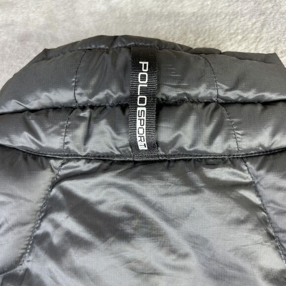 Polo Sport Ralph Lauren Vest Mens Medium Black 750 Down Puffer Zip Pockets Warm - Picture 15 of 16